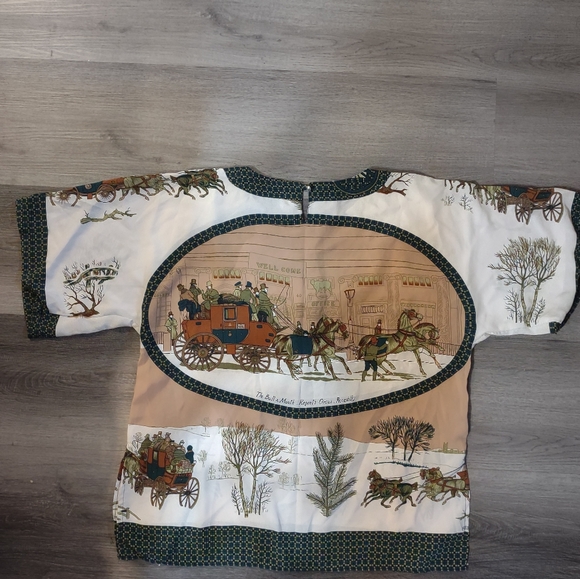 Vintage Western Horse Print Blouse: 80s Novelty Boxy Top - Picture 3 of 8
